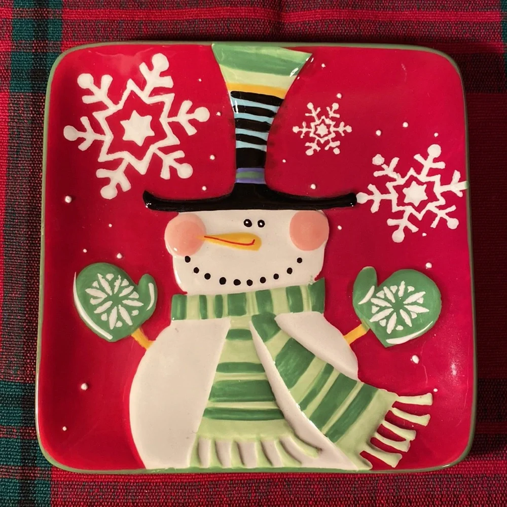 Pier 1 Imports Whimsical China Snowman Plate